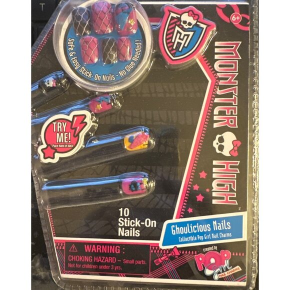 Monster High Ghoulicious Nails 10 Stick-On Nail Charms By Pop Girl Skulls & Art - Picture 1 of 9